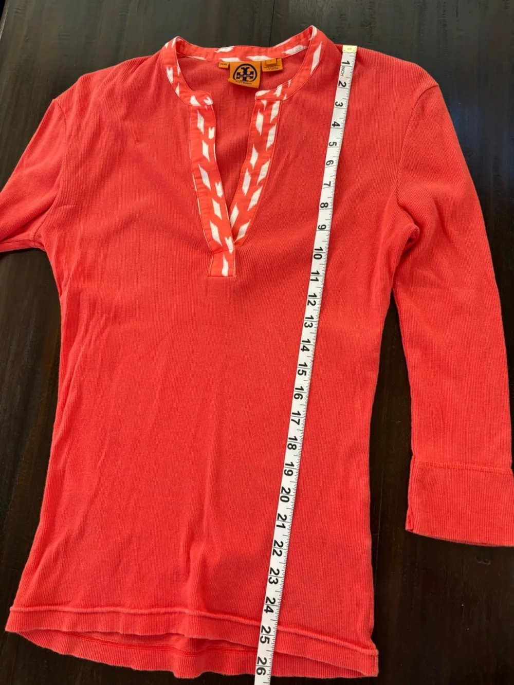 Tory Burch Coral Long-Sleeve Tunic Top